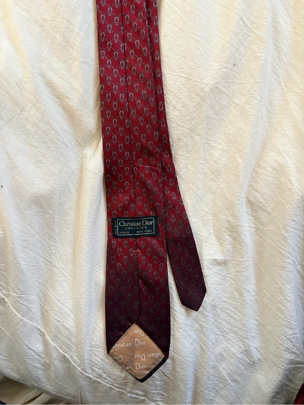 Dior Men's Burgundy Patterned Silk Tie
